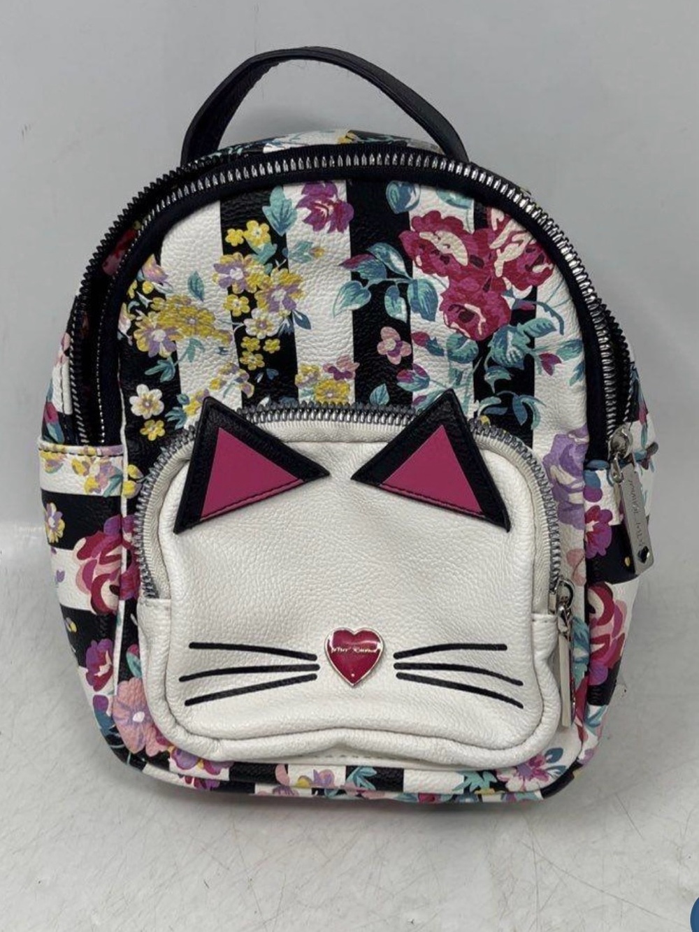 Betsey Johnson Floral Cat Kitsch Mini Backpack